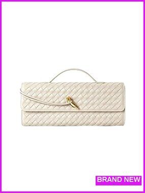 Woven Clutch Purse Women's Evening Bag, PU Leather Handbag with Detachable Strap